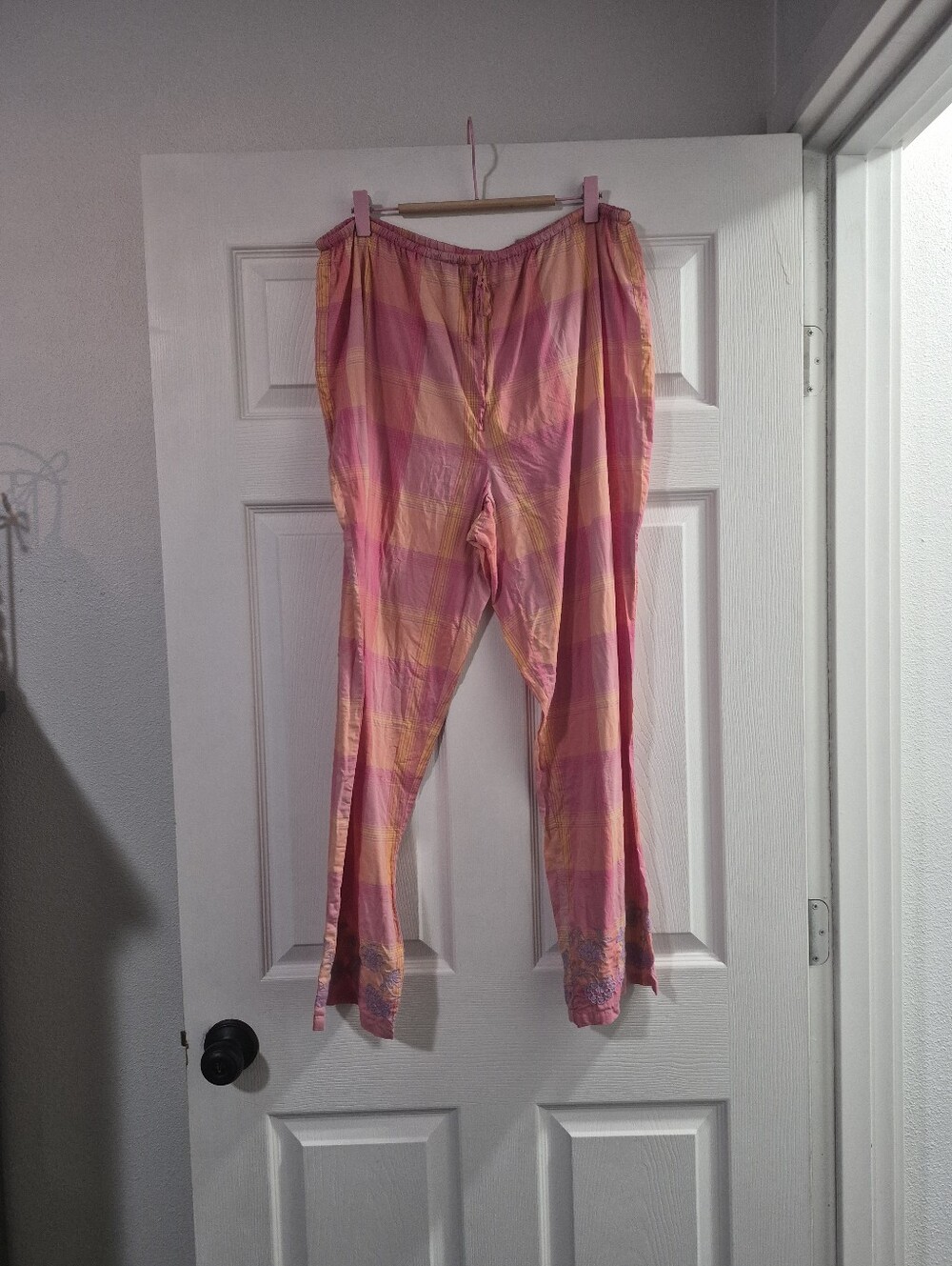 Victorias Secert Y2k Vuntage 2001 Pink & Orange Plaid Drawstring Lounge Pants